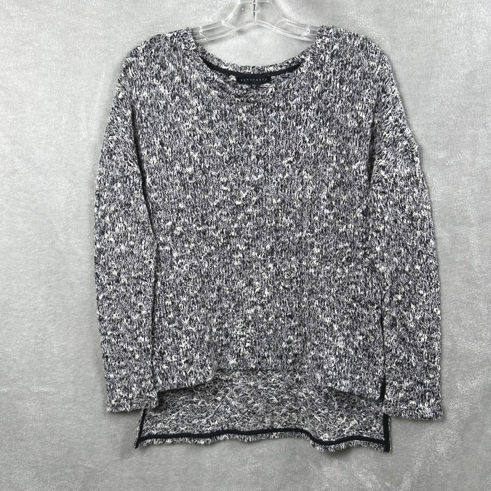 Sanctuary Marled Knit Sweater Womens S High Low Hem Black Gray Cozy‎ Minimalist